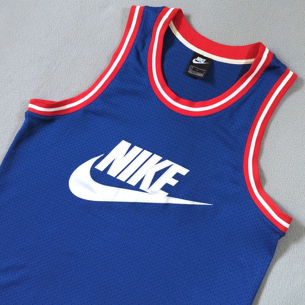 Nike Sportswear Mesh Jersey Tank Top Mens Large Blue Basketball Stitched Logo